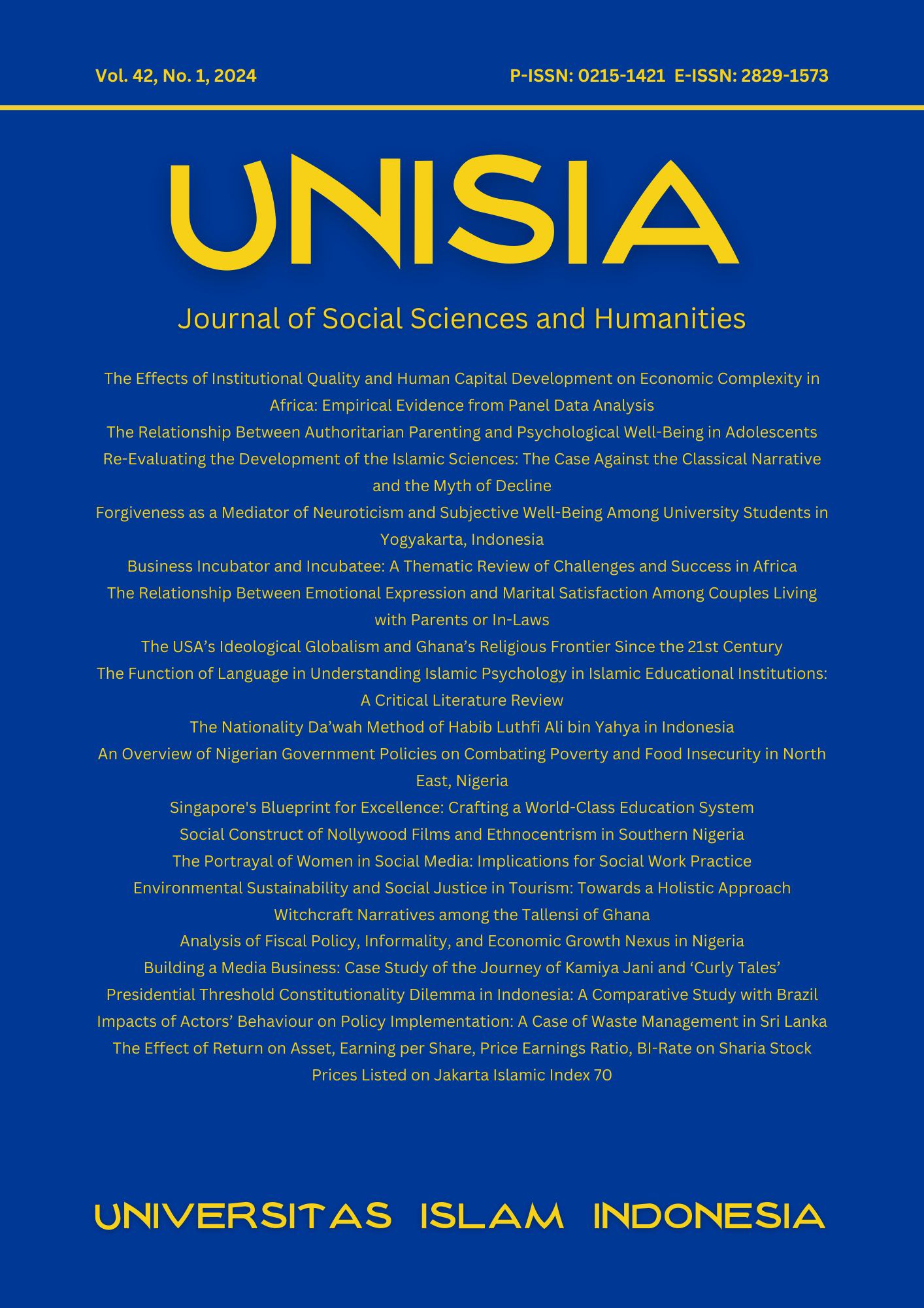 Cover Unisia Vol. 42 No. 1 (2024)